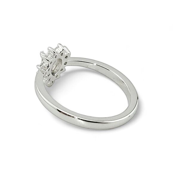Sterling Silver 925 Clear CZ Dainty Pear Halo RIng - Picture 5 of 6